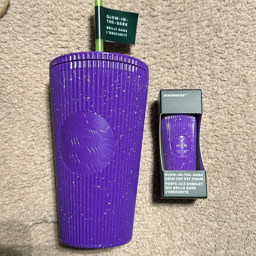 COPY - Starbucks glow in the dark splatter tumbler and Keychain